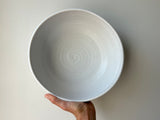 speckled matte white serving bowl