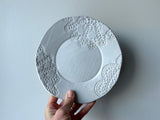 doily imprint slab plate set in matte white