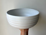 speckled matte white serving bowl