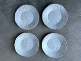 doily imprint slab plate set in matte white