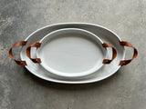 Nesting patio tray set in matte white personalized