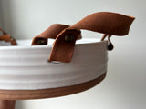 Nesting patio tray set in matte white personalized